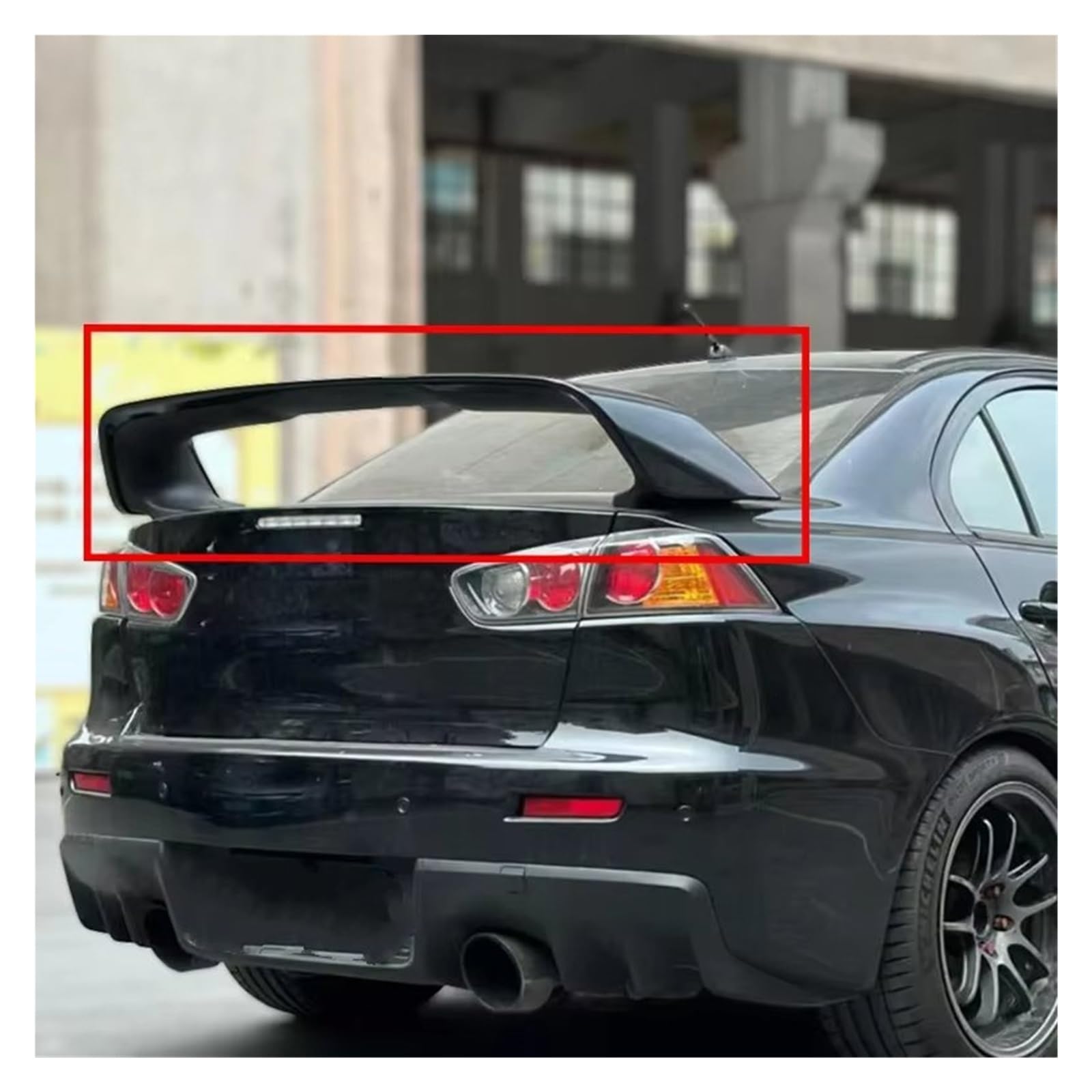 Auto Spoiler Flügel Für Mitsubishi Lancer EVO 2008 2009 2010 2011 2012 2013 2014 2015 Hinten Stamm Spoiler Lippe Große Flügel Dach Schwanz Kfz-Spoiler(Gloss Black) von Sovxbgw