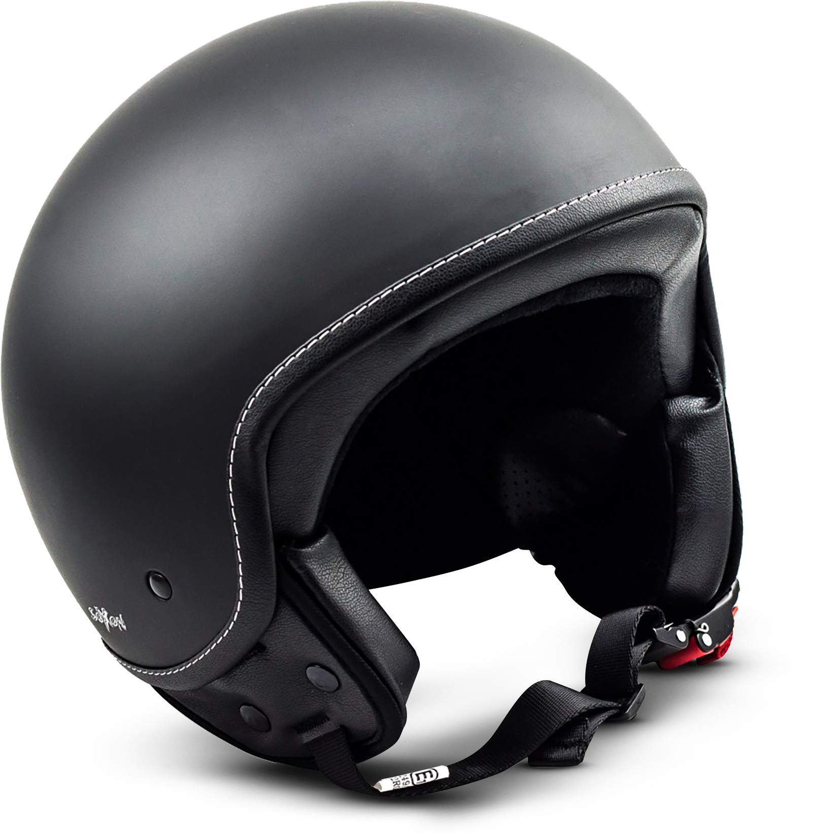 Soxon® SP-301 „Night“ · Jet-Helm · Motorrad-Helm Roller-Helm Scooter-Helm Moped Mofa-Helm Chopper Retro Vespa Vintage Pilot Biker Helmet Brille Visier · ECE 22.05 Schnellverschluss Tasche XS (53-54cm) von SOXON