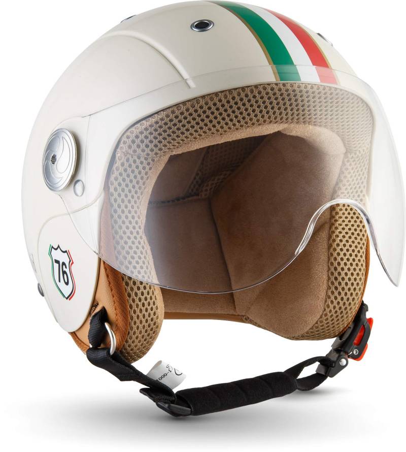 Soxon® SK-55 „Imola“ · Kinder Jet-Helm · Motorrad-Helm Kinder-Helm Roller-Helm Kids Scooter-Helm Vespa Bobber Mofa-Helm Chopper Retro · ECE 22.05 Visier Schnellverschluss SlimShell Tasche XS (51-52cm) von SOXON