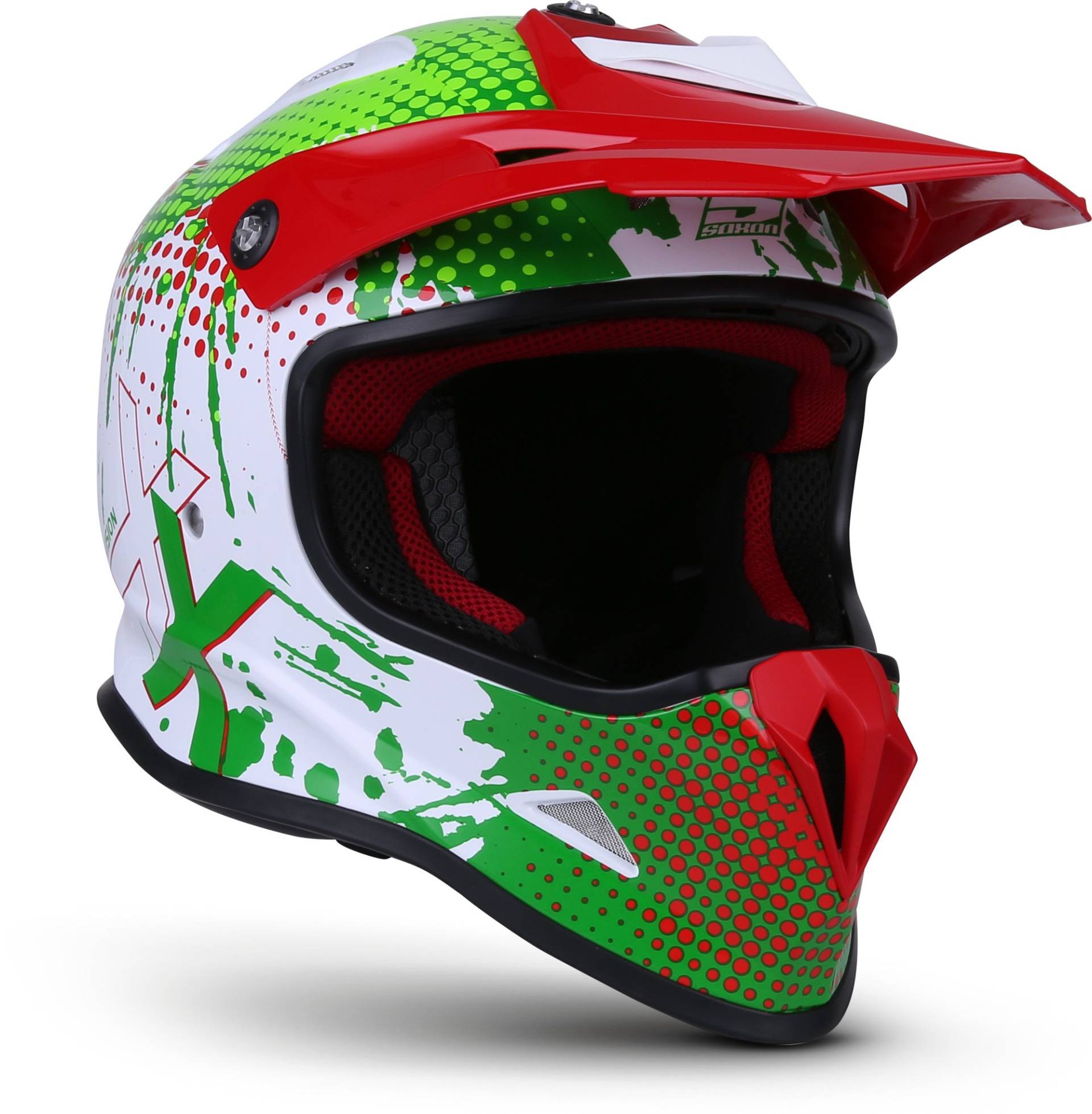 Soxon® SKC-33 „Fusion Green“ · Kinder Cross-Helm · Motorrad-Helm MX Cross-Helm MTB BMX Cross-Bike Downhill Off-Road Enduro-Helm · ECE 22.05 Schnellverschluss SlimShell Tasche XXS (49-50cm) von SOXON
