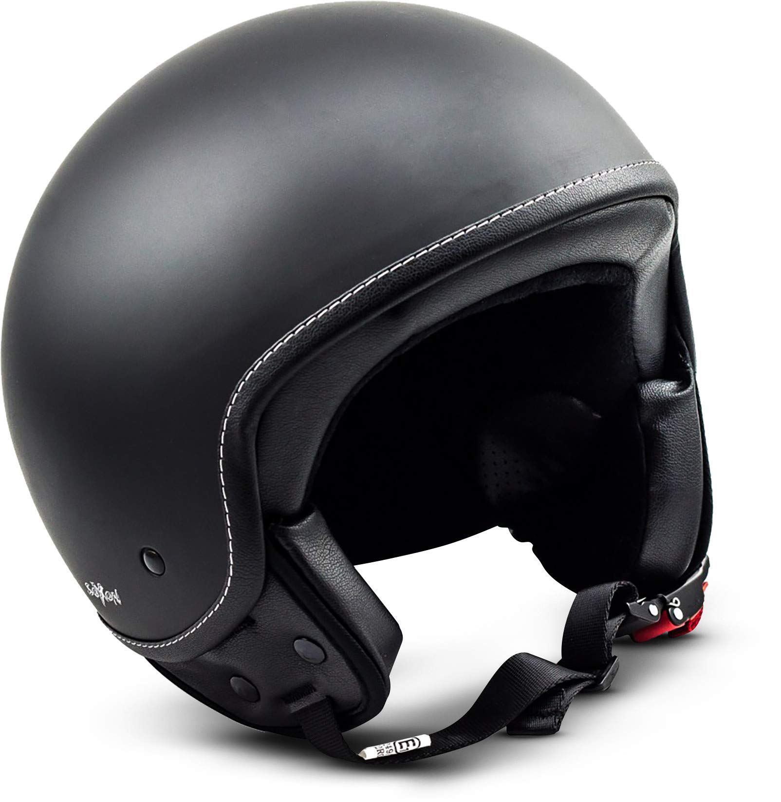 Soxon® SP-301 „Night“ · Jet-Helm · Motorrad-Helm Roller-Helm Scooter-Helm Moped Mofa-Helm Chopper Retro Vespa Vintage Pilot Biker Helmet Brille Visier · ECE 22.05 Schnellverschluss Tasche M (57-58cm) von SOXON