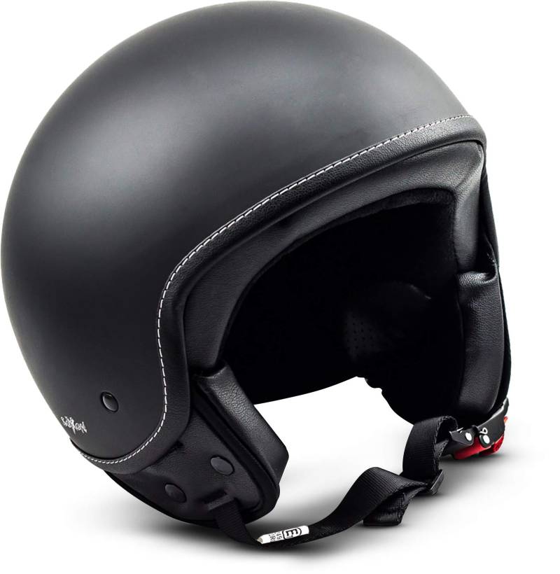 Soxon® SP-301 „Night“ · Jet-Helm · Motorrad-Helm Roller-Helm Scooter-Helm Moped Mofa-Helm Chopper Retro Vespa Vintage Pilot Biker Helmet Brille Visier · ECE 22.05 Schnellverschluss Tasche M (57-58cm) von SOXON