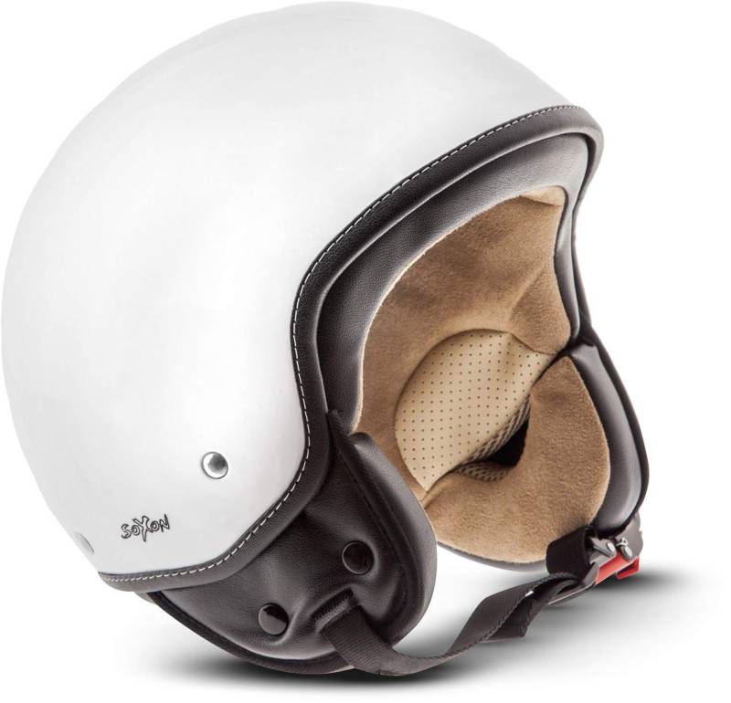 Soxon® SP-301 „Snow“ · Jet-Helm · Motorrad-Helm Roller-Helm Scooter-Helm Moped Mofa-Helm Chopper Retro Vespa Vintage Pilot Biker Helmet Brille Visier · ECE 22.05 Schnellverschluss Tasche XL (61-62cm) von SOXON