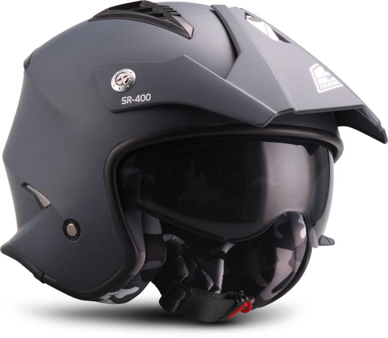 SOXON® SR-400 Mono „Navy“ · Jet-Helm · Motorrad-Helm Roller-Helm Scooter-Helm Moped Mofa-Helm Chopper Retro Vespa Vintage Pilot · ECE 22.05 Sonnenvisier Schnellverschluss Tasche S (55-56cm) von SOXON