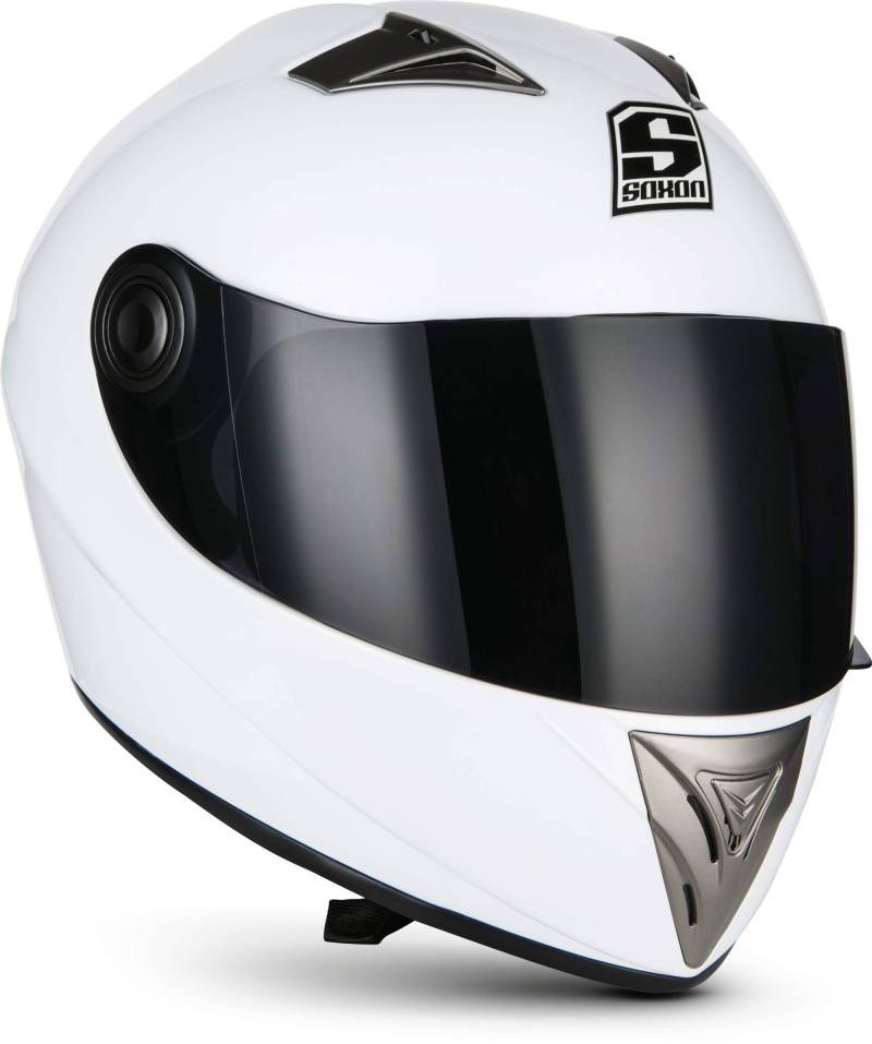 Soxon® ST-550 „Snow“ · Integral-Helm · Full-Face Motorrad-Helm Roller-Helm Scooter-Helm Cruiser Sturz-Helm StreetFighter-Helm Sport Urban Helmet · ECE 22.05 Visier Schnellverschluss Tasche M (57-58cm) von SOXON