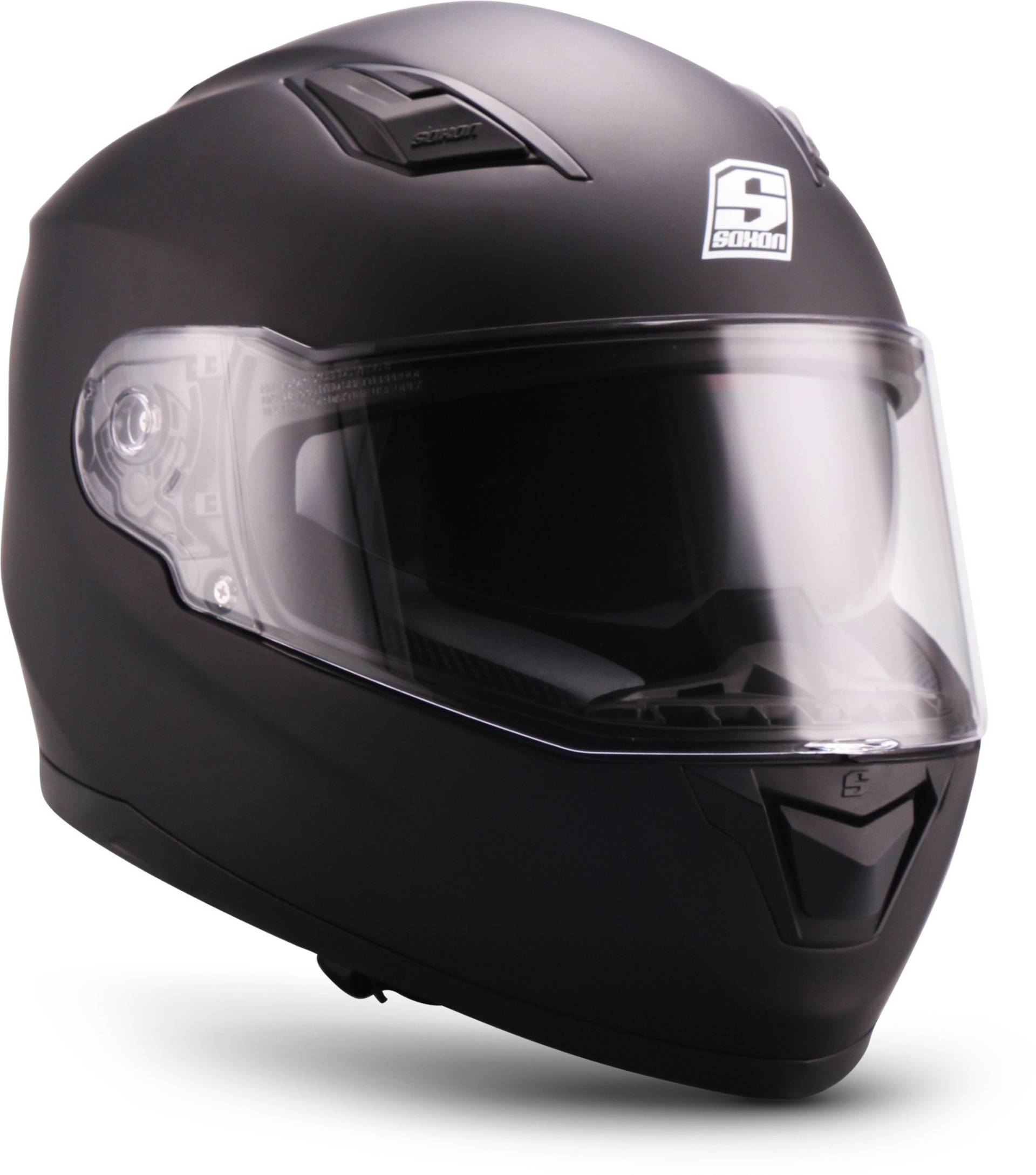 Soxon® ST-1000 Mono „Black“ · Integral-Helm · Full-Face Motorrad-Helm Roller-Helm Scooter-Helm Cruiser Sturz-Helm Sport Urban · ECE 22.05 Sonnenvisier Schnellverschluss Tasche XS (53-54cm) von Soxon