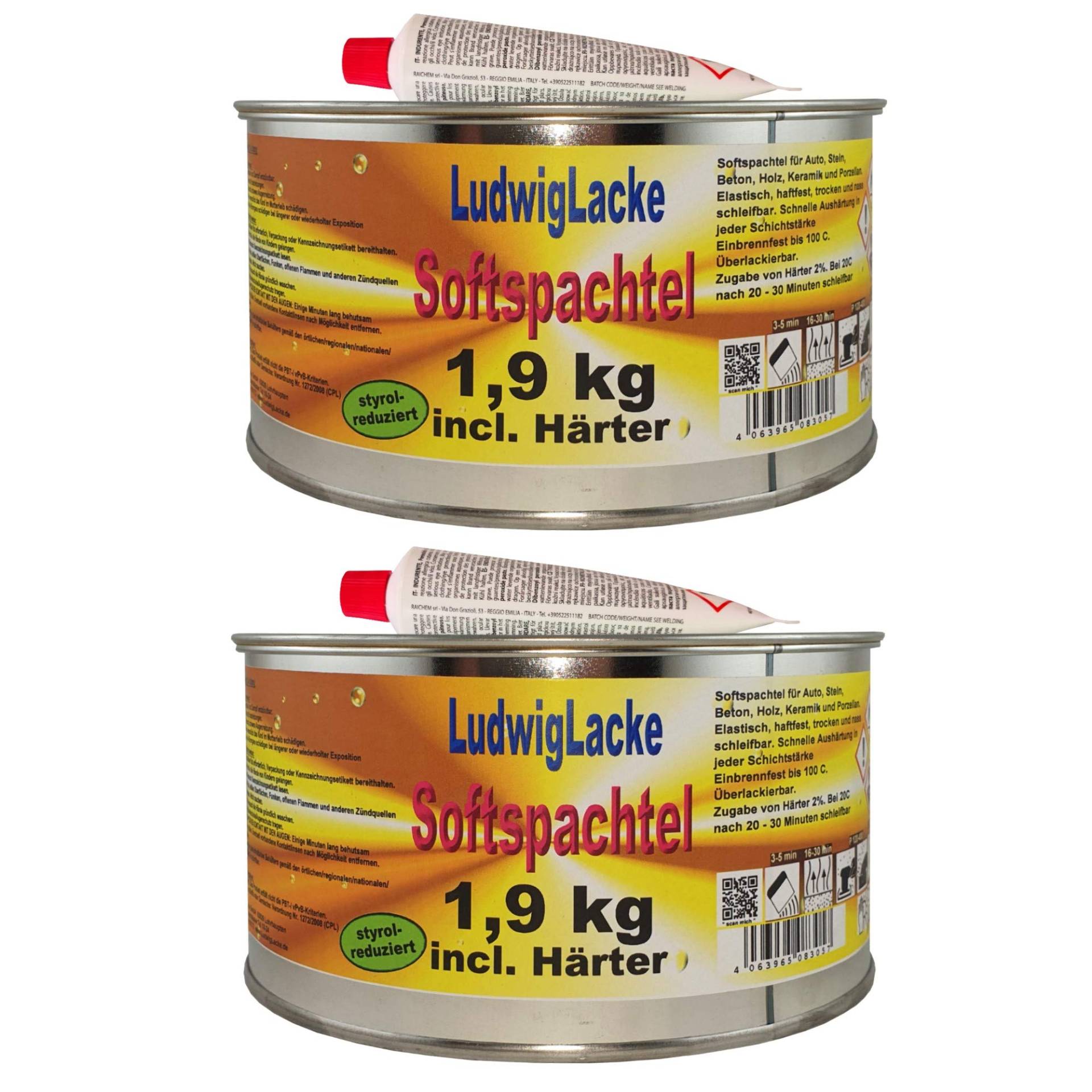 Spachtelmasse Soft 2 x 1,9 kg PE-Soft Spachtel zur Autoreparatur, Grau Spachtelmasse Soft 2 x 1,9 kg PE-Soft Spachtel zur Autoreparatur, Grau von Spachtelmasse Soft