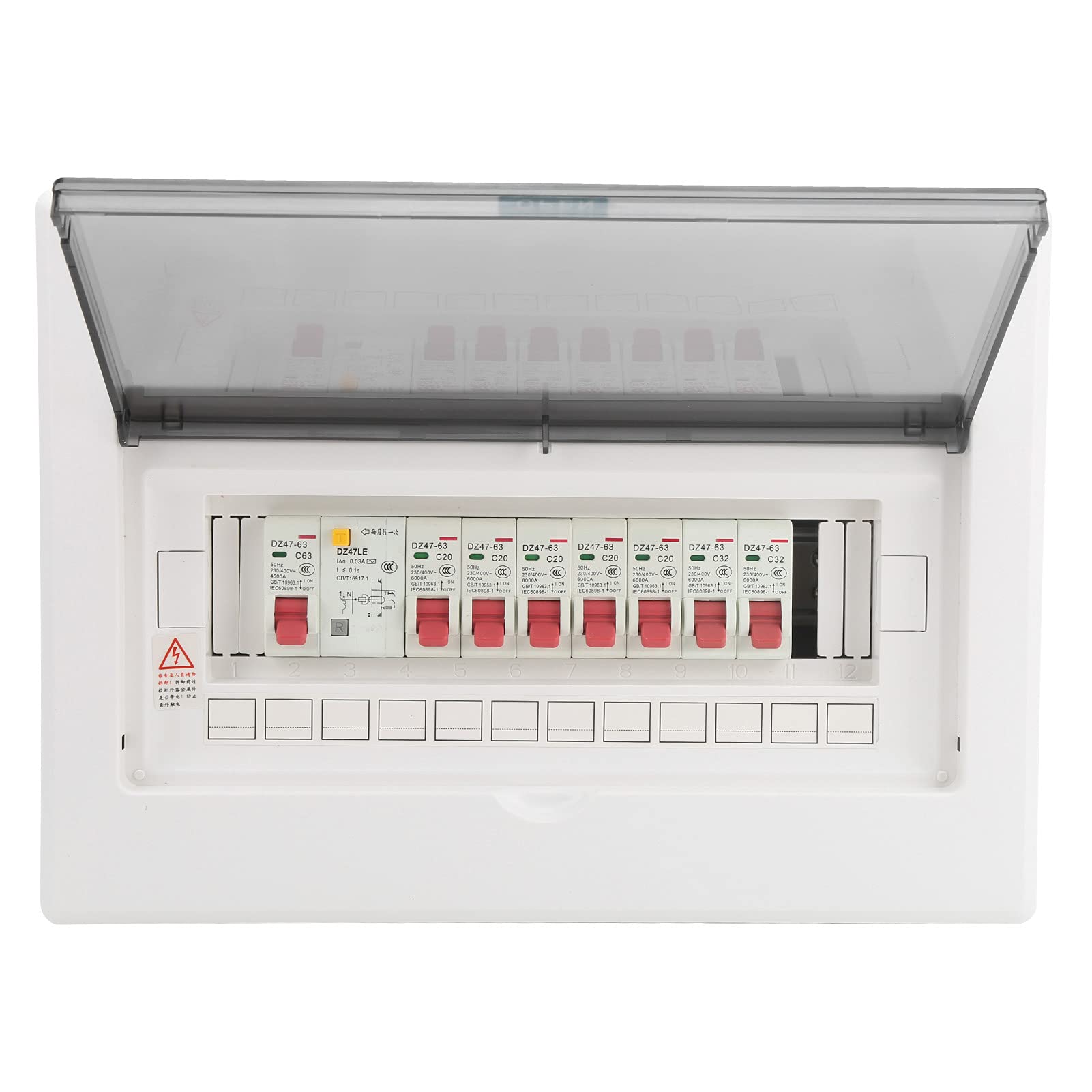 Elektrische Beleuchtungsverteilungsbox 63A mit 7way -Kunststoff- und 1p -Leckschalter Ideal für die Schaltung und die Versteckinstallation Elektrische Beleuchtungsverteilungsbox 63A mit 7way -Kunststoff- und 1p -Leckschalter Ideal für die Schaltung und die Versteckinstallation von Spacnana
