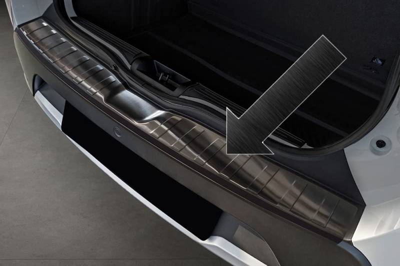 Ladekantenschutz Edelstahl schwarz Graphit kompatibel mit Dacia Spring Electic 5-Türer vor Facelift Baujahre 2021-02.2024 3245259 von Spangenberg