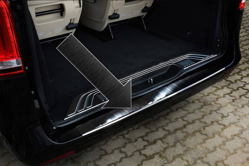 Ladekantenschutz Edelstahl schwarz Graphit passend für Mercedes V-Klasse/Vito W447 ab Baujahr 05.2014-3245004 von Spangenberg
