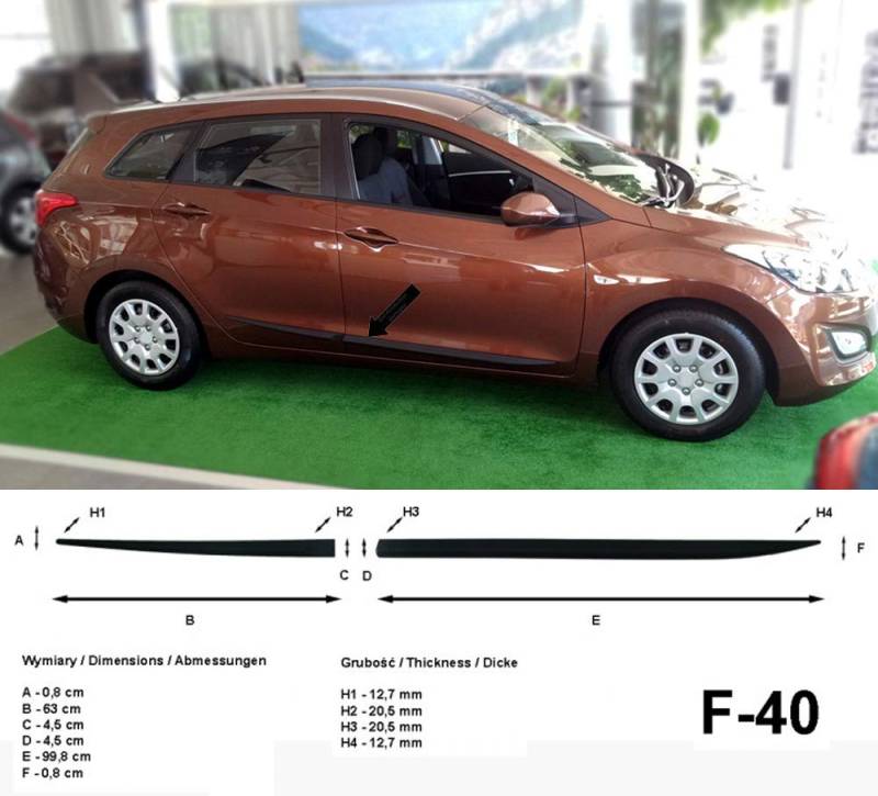 Spangenberg Seitenschutzleisten schwarz passend für Hyundai i30 CW II Kombi 2. Generation i30cw 2012-2017 F40 (3700040) von Spangenberg