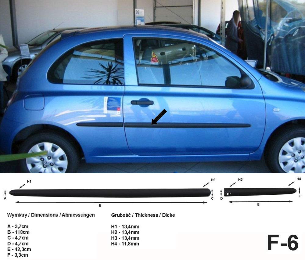 Spangenberg Seitenschutzleisten schwarz passend für Nissan Micra III K12 Schrägheck 3-Türer Baujahre 01.2003-06.2010 F6 (3700006) von Homry