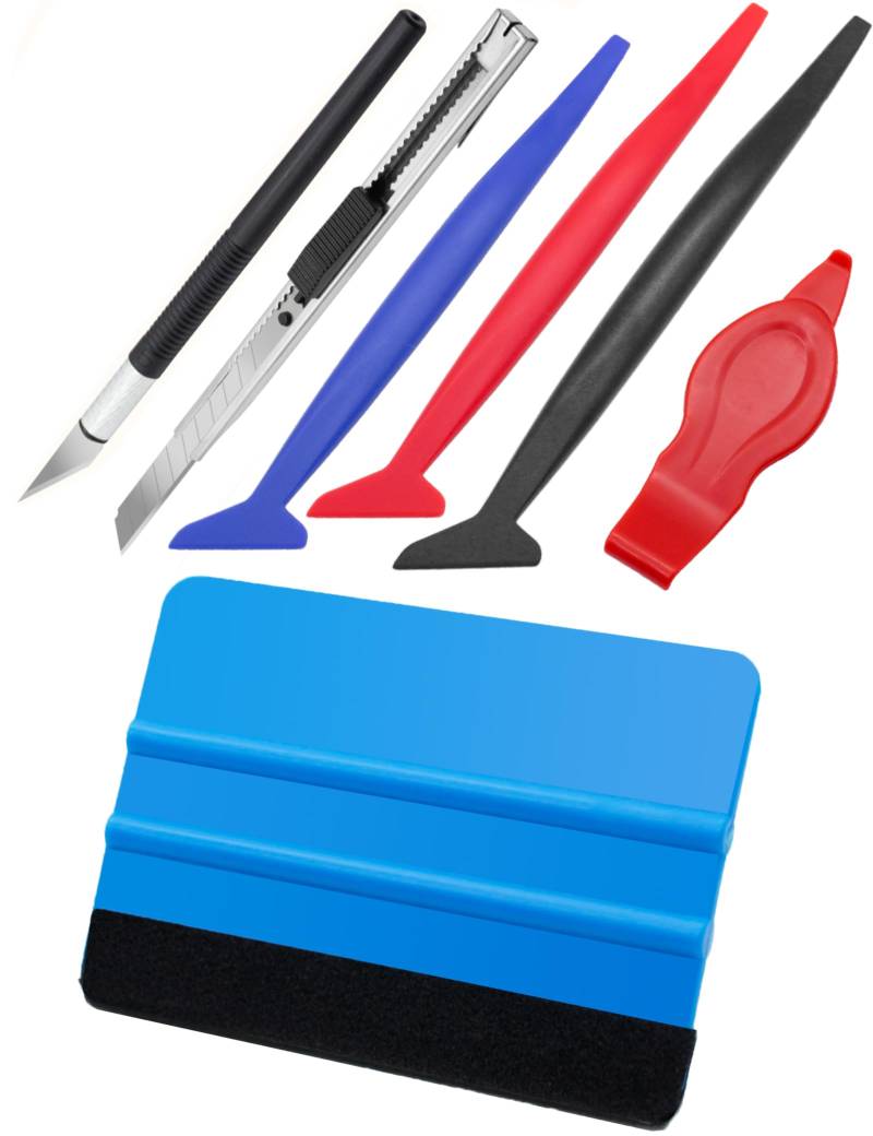 Spanno Vinyl Wrap Tools Window Tint Kits Vinyl Wrap Tool Kit enthält Vinyl Wrap Filz Squeegee, 3 Pcs Micro Squeegees, Corner Squugee und Utility Knifes von Spanno Tools