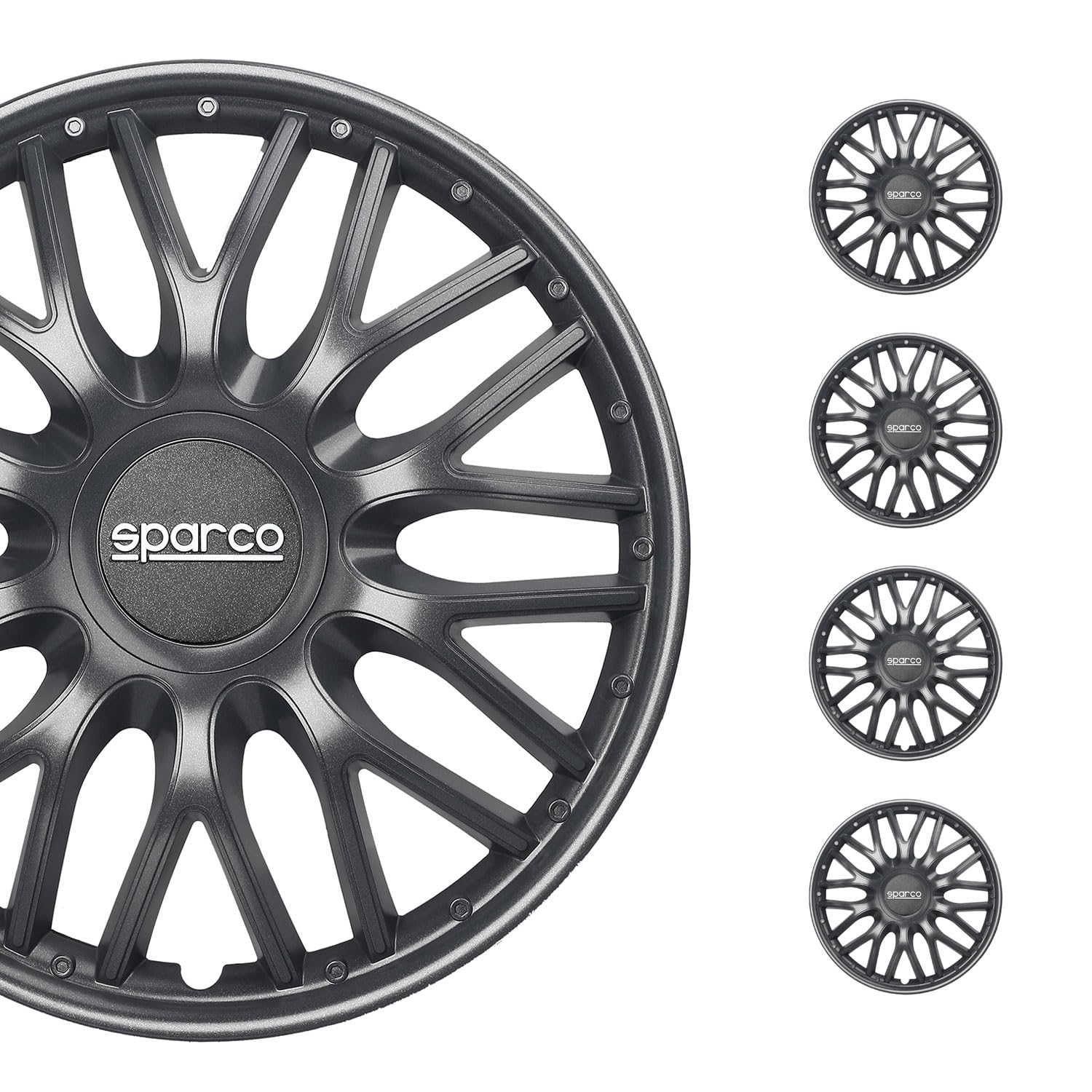 Radkappen Radzierblenden Sparco Roma 14" Zoll Auto Abdeckung Set Grau 4 Stück von Sparco