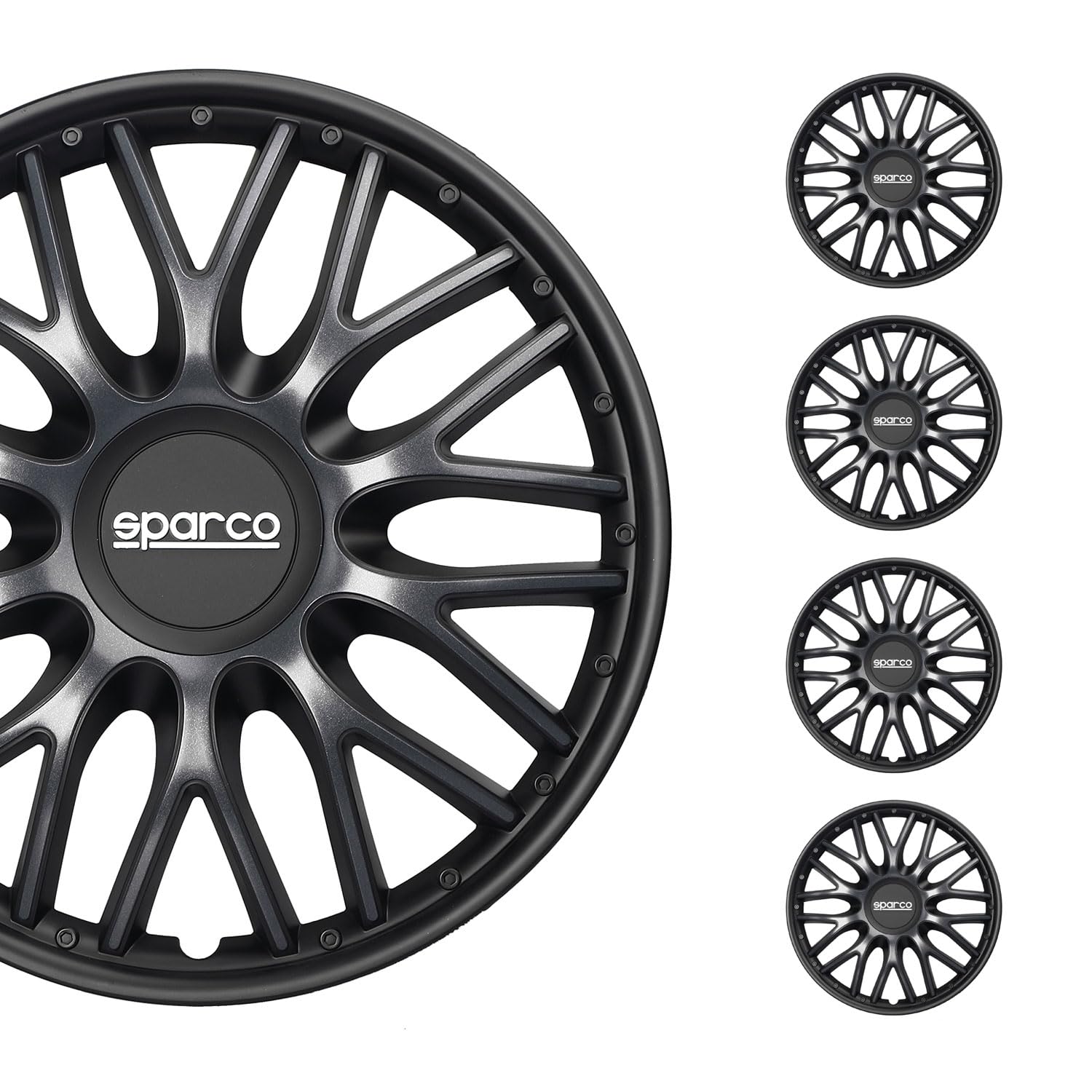 Radkappen Radzierblenden Sparco Roma 16" Zoll Auto Abdeckung Set Grau Schwarz 4X Radkappen Radzierblenden Sparco Roma 16" Zoll Auto Abdeckung Set Grau Schwarz 4X von Sparco
