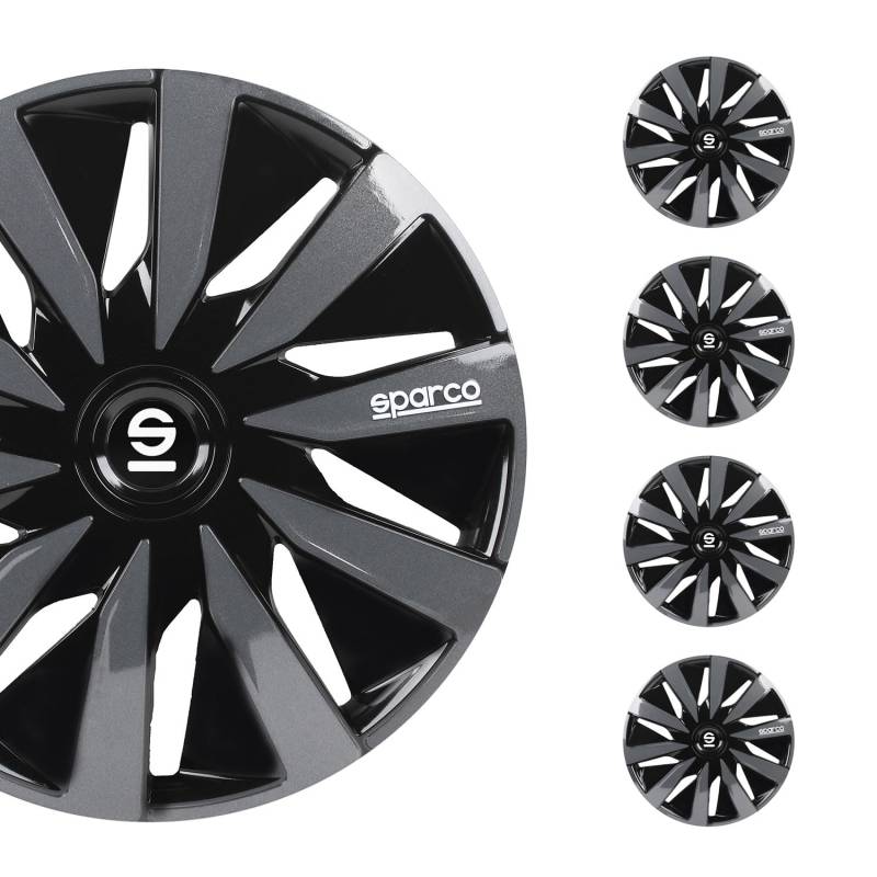 Sparco SPC1491BKGR Latiumradabdeckung, schwarz / grau, 4er-Set, 14 ". von Sparco