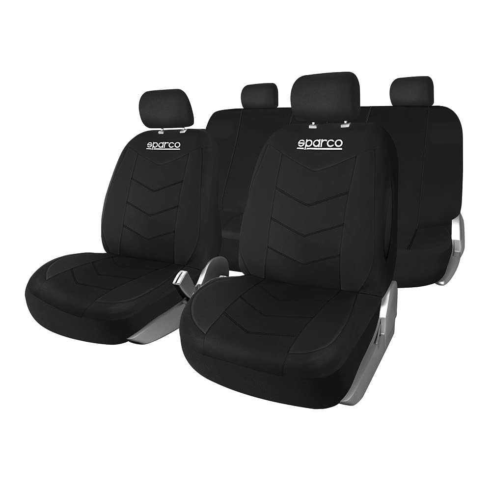 SPARCO SPS431BK 9-teiliges Sitzbezug-Set, schwarz von Sparco