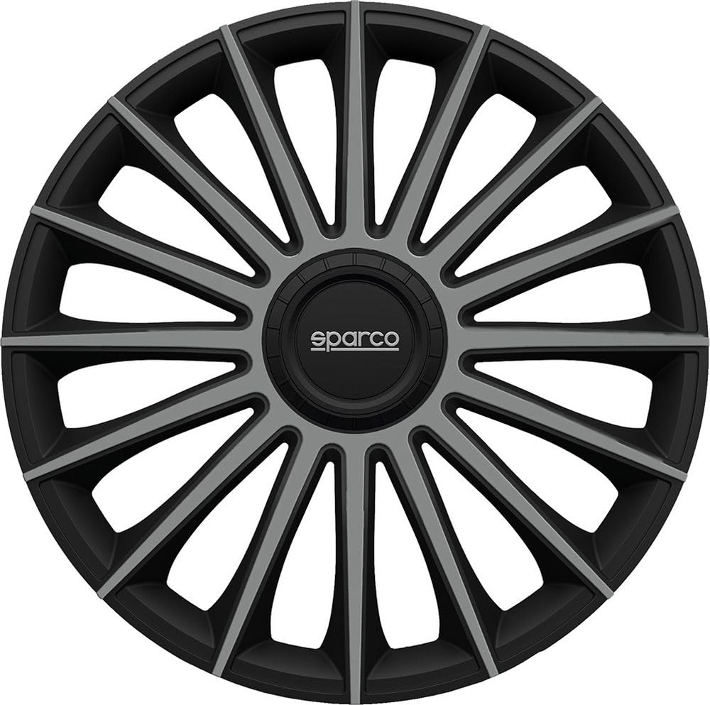 Sparco Corsa Satz von 4 Radkappen 14 "Zoll Treviso Auto Radkappen SPC1493BKGR schwarz grau von Sparco