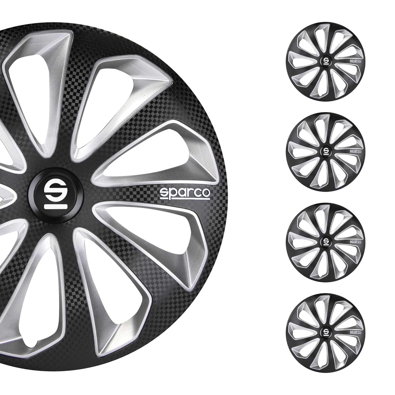 Satz Sparco Radzierblenden Sicilia 14-Zoll Schwarz/Silber/Karbon von Sparco