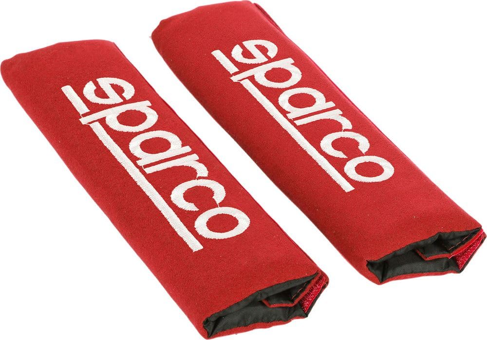 Sparco SPC1204RD Seat Belt Padding Protector Car Travel, 2 Units, Rosso von Sparco