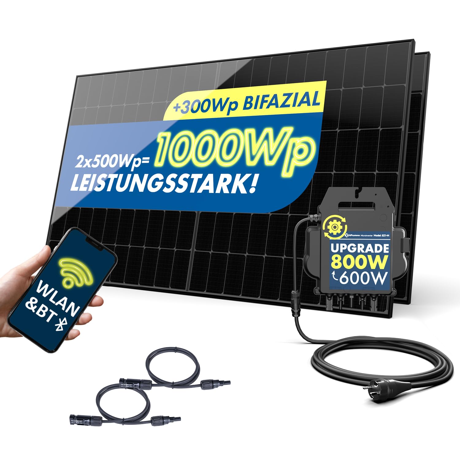 SPAUN Balkonkraftwerk 1000W p | 800W Komplettset mit bis zu 1300Wp bifazialer PV-Leistung und 3m Anschlusskabel zum Einstecken in die Steckdose - Wifi Fernüberwachung, Mini-PV-Anlage, N-TOPCon SPAUN Balkonkraftwerk 1000W p | 800W Komplettset mit bis zu 1300Wp bifazialer PV-Leistung und 3m Anschlusskabel zum Einstecken in die Steckdose - Wifi Fernüberwachung, Mini-PV-Anlage, N-TOPCon von Spaun
