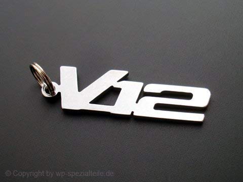 V12 Schlüsselanhänger Emblem aus poliertem Edelstahl von Special Parts