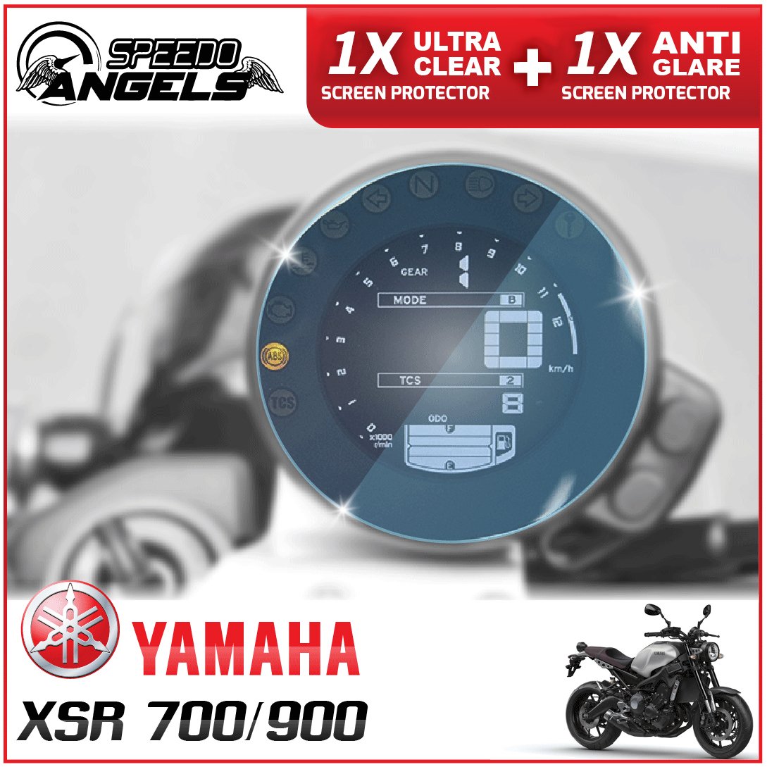 Yamaha XSR700 / XSR900 Displayschutzfolie Tachoschutzfolie Screen Protector - 1 x Ultra-Clear & 1 x Anti-Glare von Speedo Angels