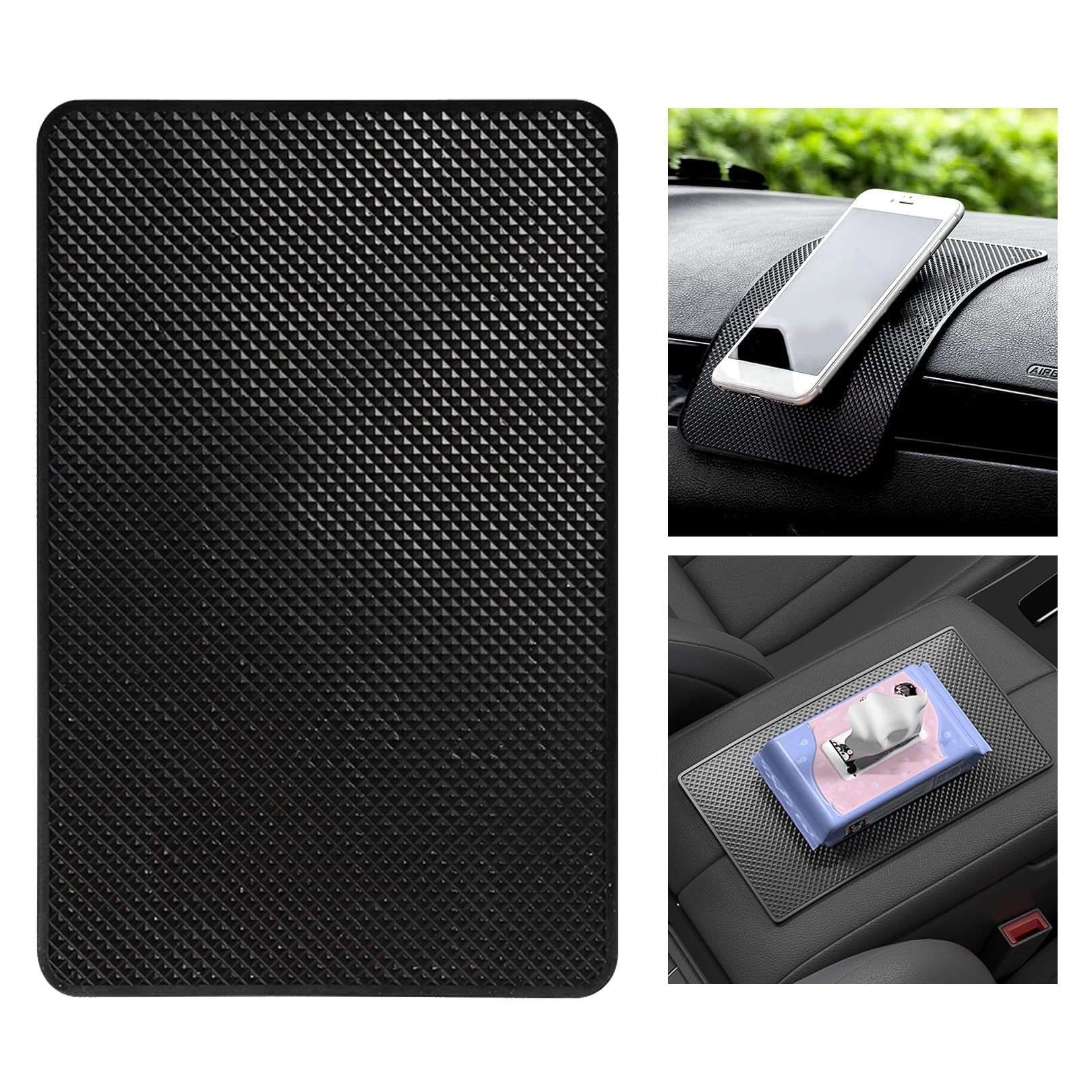 1 Stück 13 x 18cm Antirutschmatte Auto,schwarz Antirutschmatte Handy,PVC-Antirutschmatte Auto Armaturenbrett aus Umweltfreundlichem Material,Anti Rutsch Matte,Dashboard,Handy Matte Auto,für Auto von SpetngSake