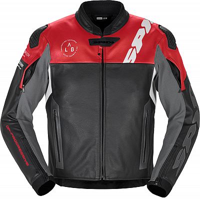 Spidi DP-Progressive, Lederjacke - Schwarz/Rot/Weiß/Grau - 48 von Spidi