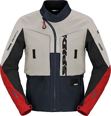 Spidi Frontier, Textiljacke - Hellgrau/Dunkelblau/Rot/Schwarz - XXL von Spidi