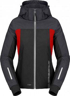 Spidi Hoodie II, Textiljacke H2Out Damen - Schwarz/Dunkelgrau/Neon-Rot - S von Spidi