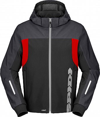 Spidi Hoodie II, Textiljacke H2Out - Schwarz/Dunkelgrau/Neon-Rot - M von Spidi