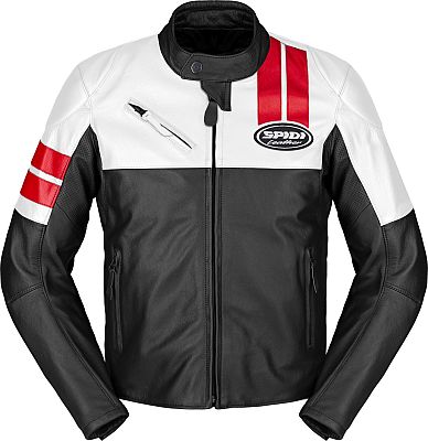Spidi Roar, Lederjacke - Schwarz/Weiß/Rot - 60 von Spidi
