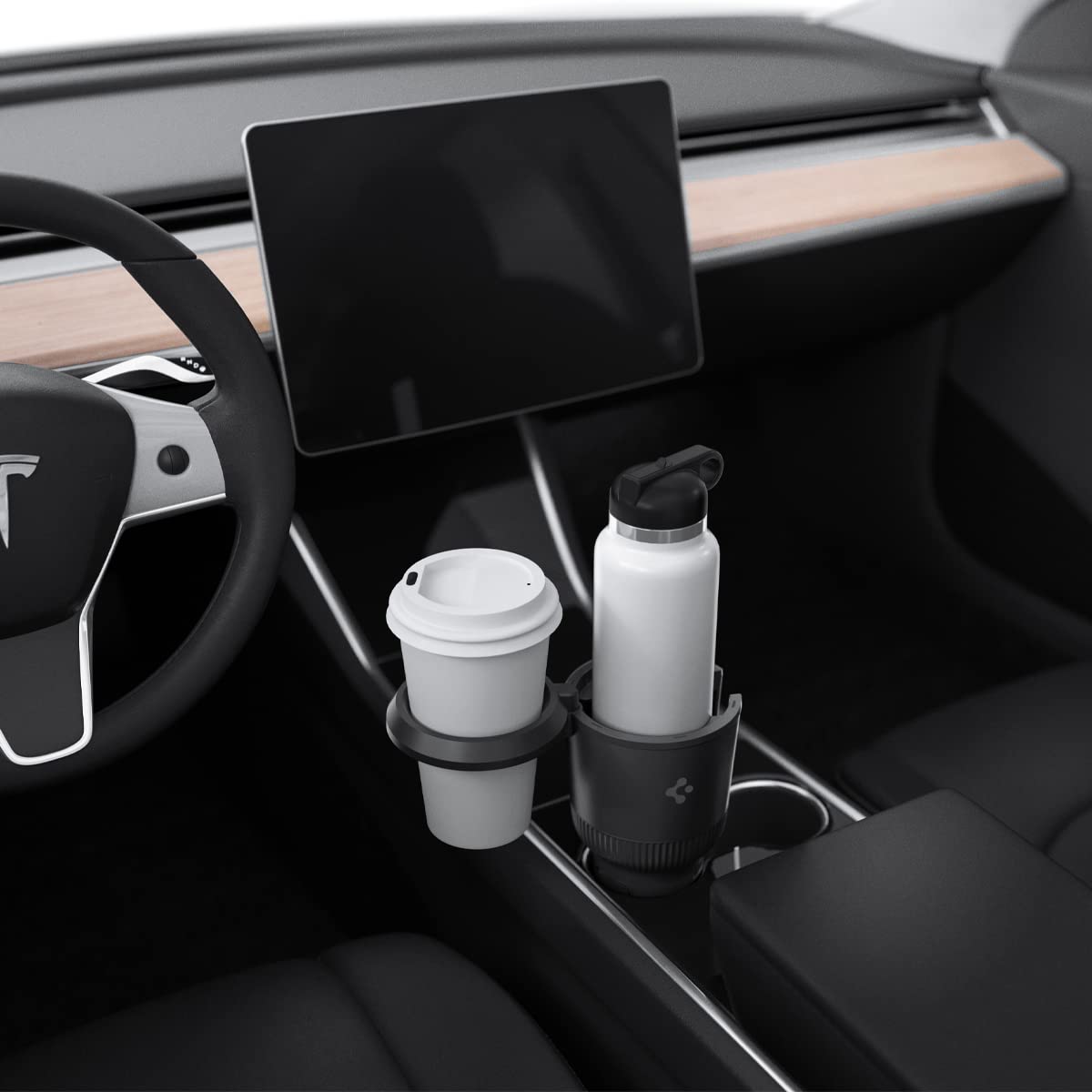 Spigen Hydrohub Getränkehalter Auto, 2 in 1 KFZ Auto Getränkehalter, Erweiterer Adapter für Große Flaschen, Verstellbarer Basis für Autos, Kompatibel mit 8-40 Unzen Großen Wasscherflaschen - Schwarz Spigen Hydrohub Getränkehalter Auto, 2 in 1 KFZ Auto Getränkehalter, Erweiterer Adapter für Große Flaschen, Verstellbarer Basis für Autos, Kompatibel mit 8-40 Unzen Großen Wasscherflaschen - Schwarz von Spigen