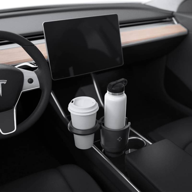 Spigen Hydrohub Getränkehalter Auto, 2 in 1 KFZ Auto Getränkehalter, Erweiterer Adapter für Große Flaschen, Verstellbarer Basis für Autos, Kompatibel mit 8-40 Unzen Großen Wasscherflaschen - Schwarz von Spigen
