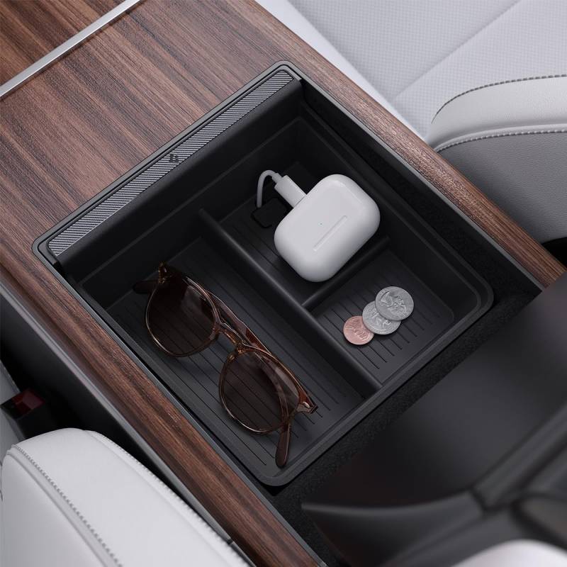 Spigen Tesla Model S und Model X Mittelkonsole Organizer Armlehneablage Zubehör für Tesla Model S und X - Carbon Design von Spigen