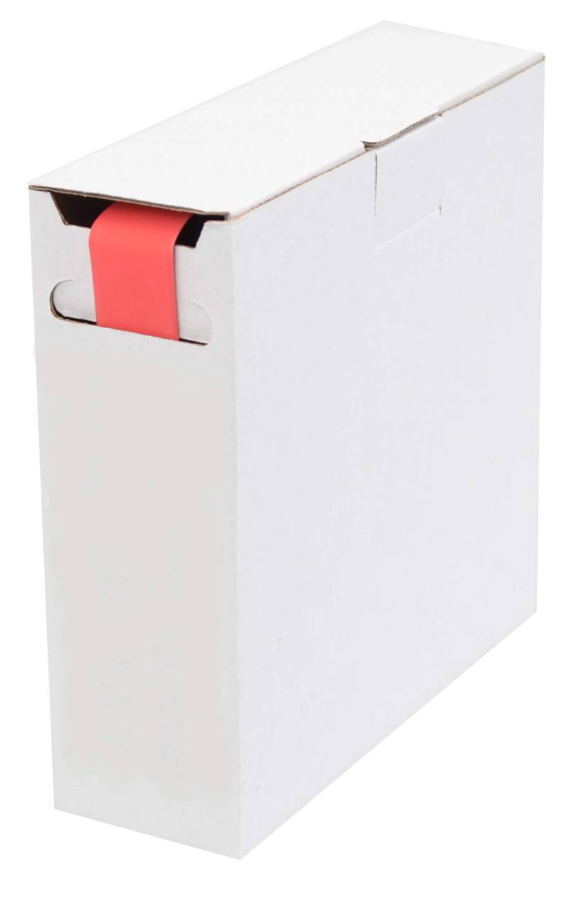 Intratec Schrumpfschlauch 19,0 mm (geschrumpft ca. 9,5 mm), Rot – 5 m Meterware in Spenderbox, Schrumpfrate 2:1 – UL 224, -55 °C bis +125 °C, zur Kabelisolierung & Kennzeichnung von Spitzenspannung Elektrotechnik