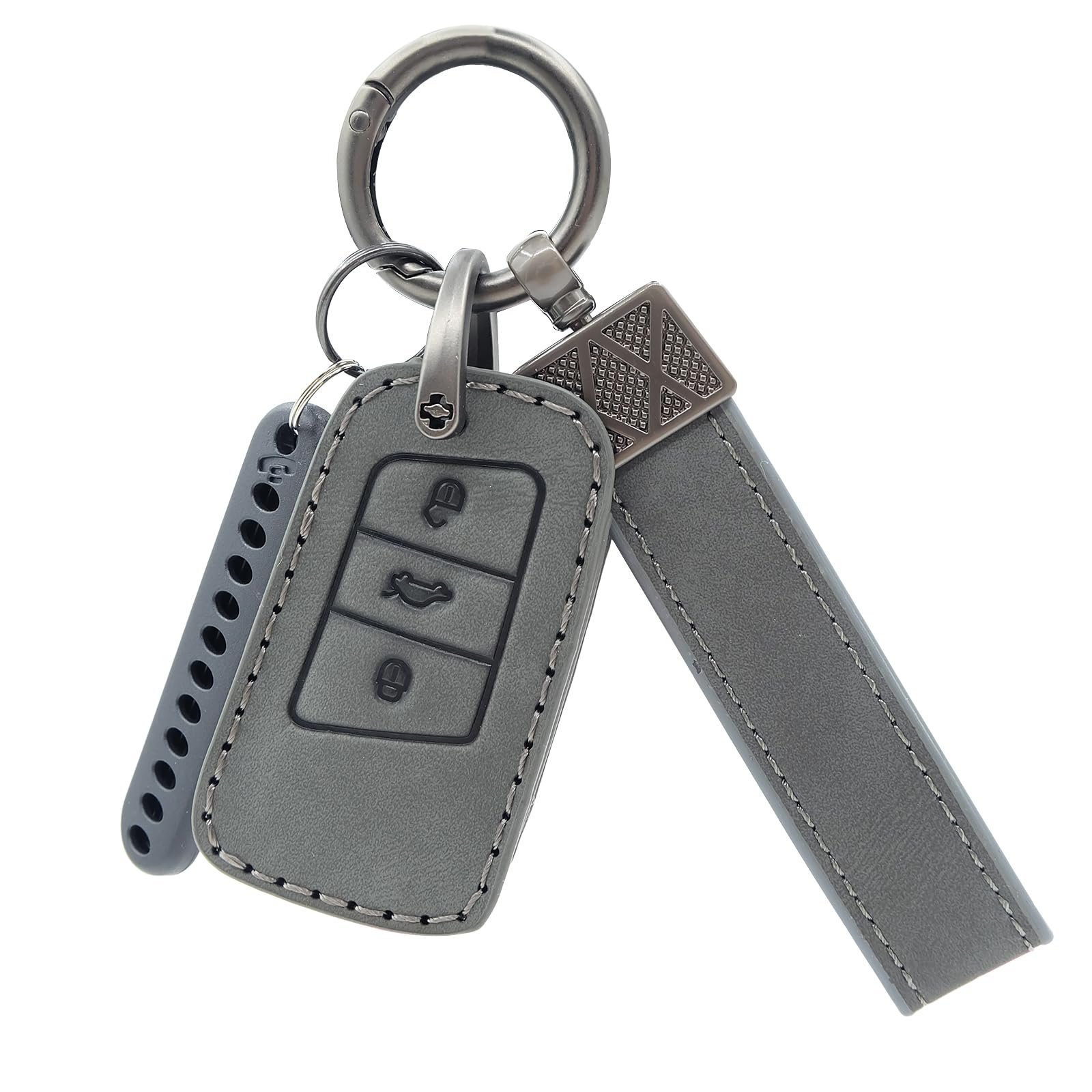 Spldsun Autoschlüssel Hülle Kompatibel für VW Golf 8, 3-Tasten Auto Schlüssel Cover, mit Schlüsselring, für Schutz und Dekoration von Autoschlüsseln (Grau) von Spldsun