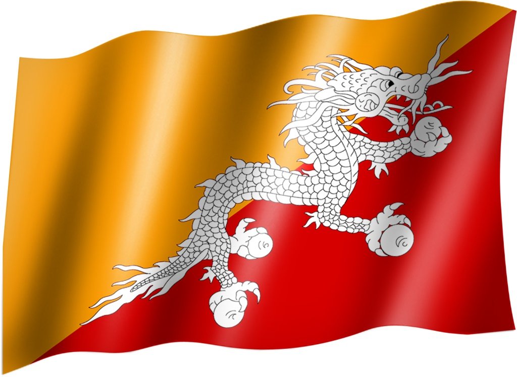 sportfanshop24 Flagge/Fahne Bhutan mit Drache Staatsflagge/Landesflagge/Hissflagge mit Ösen 150x90 cm, sehr Gute Qualität von Sportfanshop24