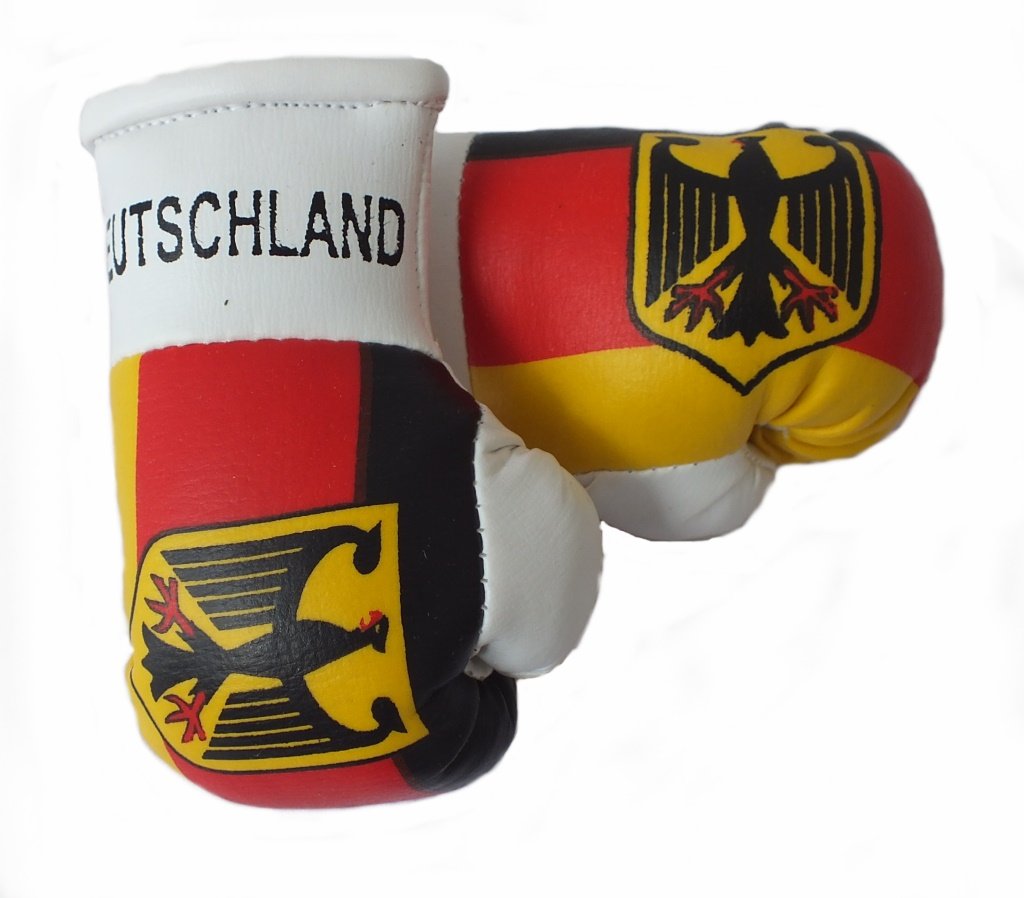 Sportfanshop24 Mini Boxhandschuhe Deutschland Wappen Adler/Bundesadler, 1 Paar (2 Stück) Miniboxhandschuhe z. B. für Auto-Innenspiegel von Sportfanshop24