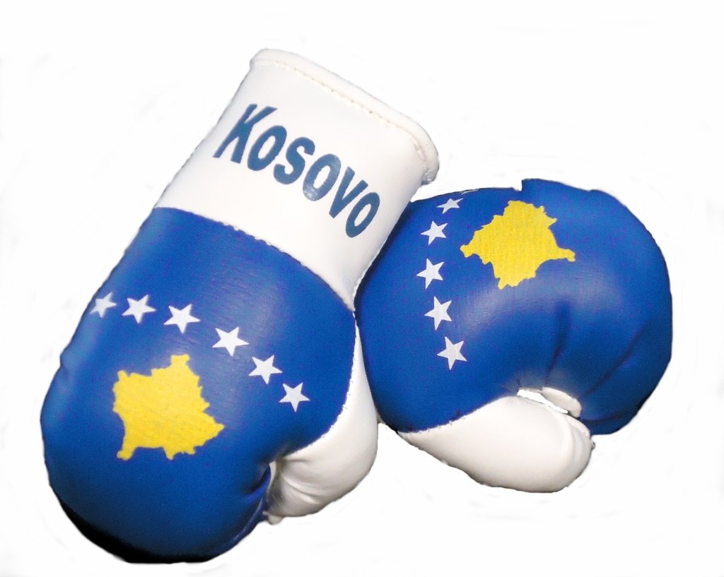 Sportfanshop24 Mini Boxhandschuhe Kosovo, 1 Paar (2 Stück) Miniboxhandschuhe z. B. für Auto-Innenspiegel von Sportfanshop24