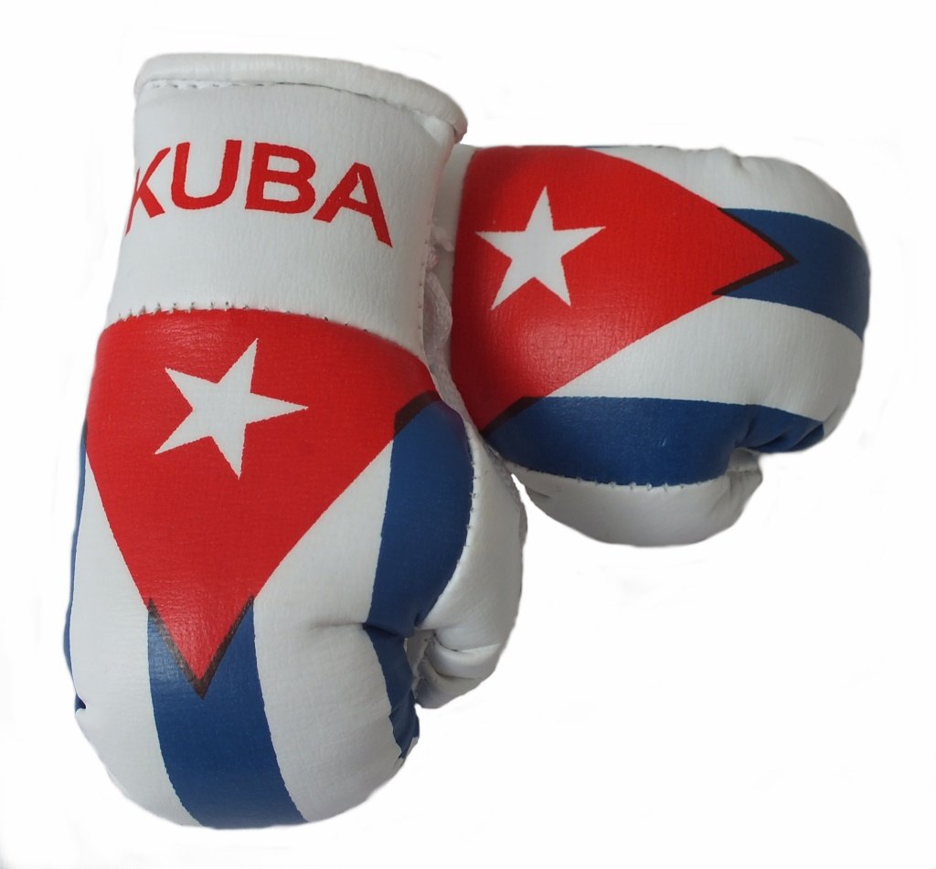 Sportfanshop24 Mini Boxhandschuhe Kuba/Cuba, 1 Paar (2 Stück) Miniboxhandschuhe z. B. für Auto-Innenspiegel von Sportfanshop24
