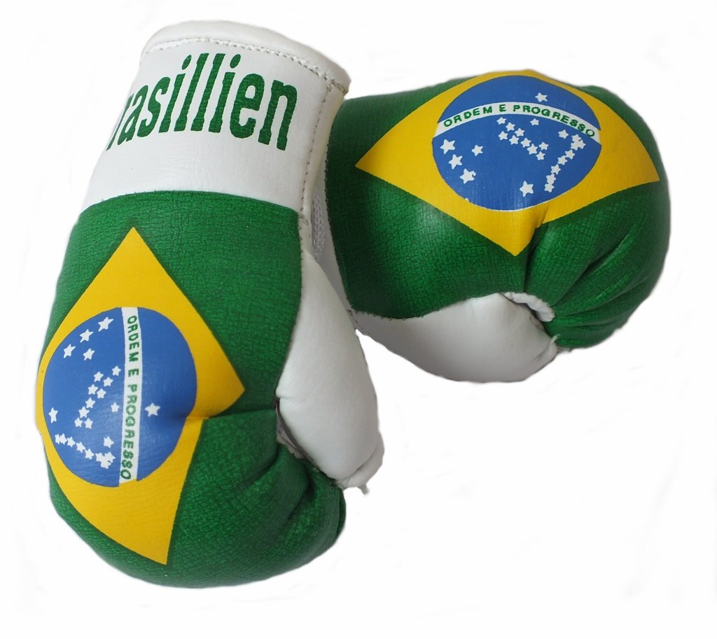 Sportfanshop24 Mini Boxhandschuhe BRASILIEN, 1 Paar (2 Stück) Miniboxhandschuhe z. B. für Auto-Innenspiegel von Sportfanshop24