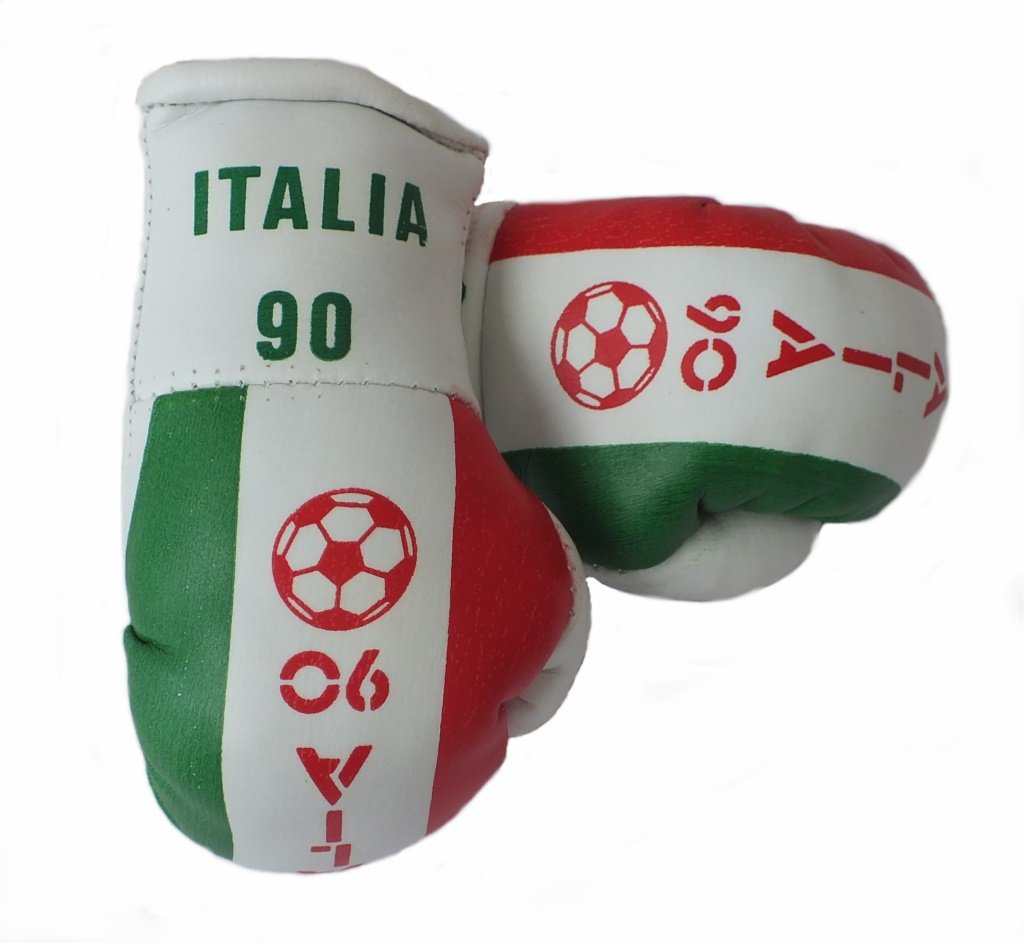 Sportfanshop24 Mini Boxhandschuhe Italien Fußballweltmeisterschaft 1990 (90)", 1 Paar (2 Stück) Miniboxhandschuhe z. B. für Auto-Innenspiegel von Sportfanshop24