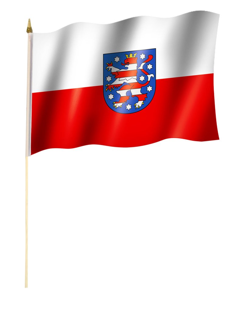 Stockflagge/Stockfahne THÜRINGEN Flagge/Fahne ca. 30 x 45 cm mit ca. 60cm Stab/Stock von Sportfanshop24
