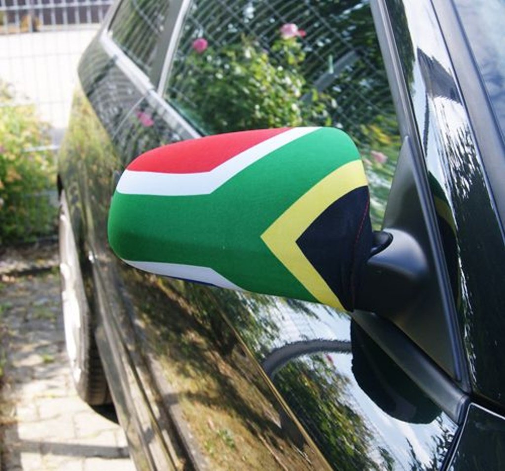 sportfanshop24 Spiegelflagge/Spiegelfahne SÜDAFRIKA 1 Paar, Auto/PKW Rückspiegel/Autospiegel Fahne/Flagge/Überzug/Socke Spiegelsocken von Sportfanshop24