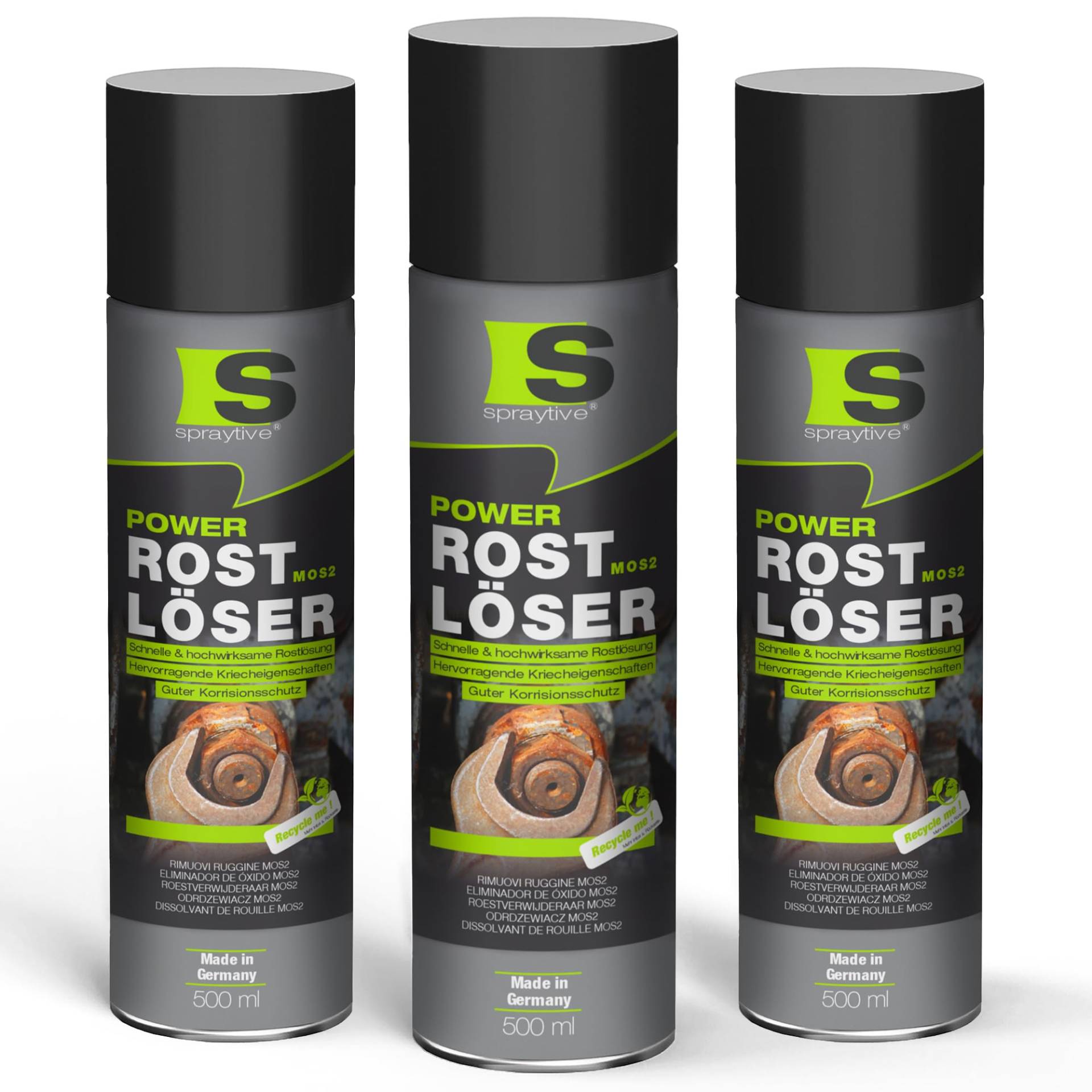 Spraytive 3 x 500ml Power Rostlöser MoS₂ Spray – Hochwirksamer Rostentferner mit Festschmierstoff – Kriechfähig, reibungsarm, korrosionsschützend – Für KFZ, Werkstatt & Industrie – Made in Germany Spraytive 3 x 500ml Power Rostlöser MoS₂ Spray – Hochwirksamer Rostentferner mit Festschmierstoff – Kriechfähig, reibungsarm, korrosionsschützend – Für KFZ, Werkstatt & Industrie – Made in Germany von Spraytive