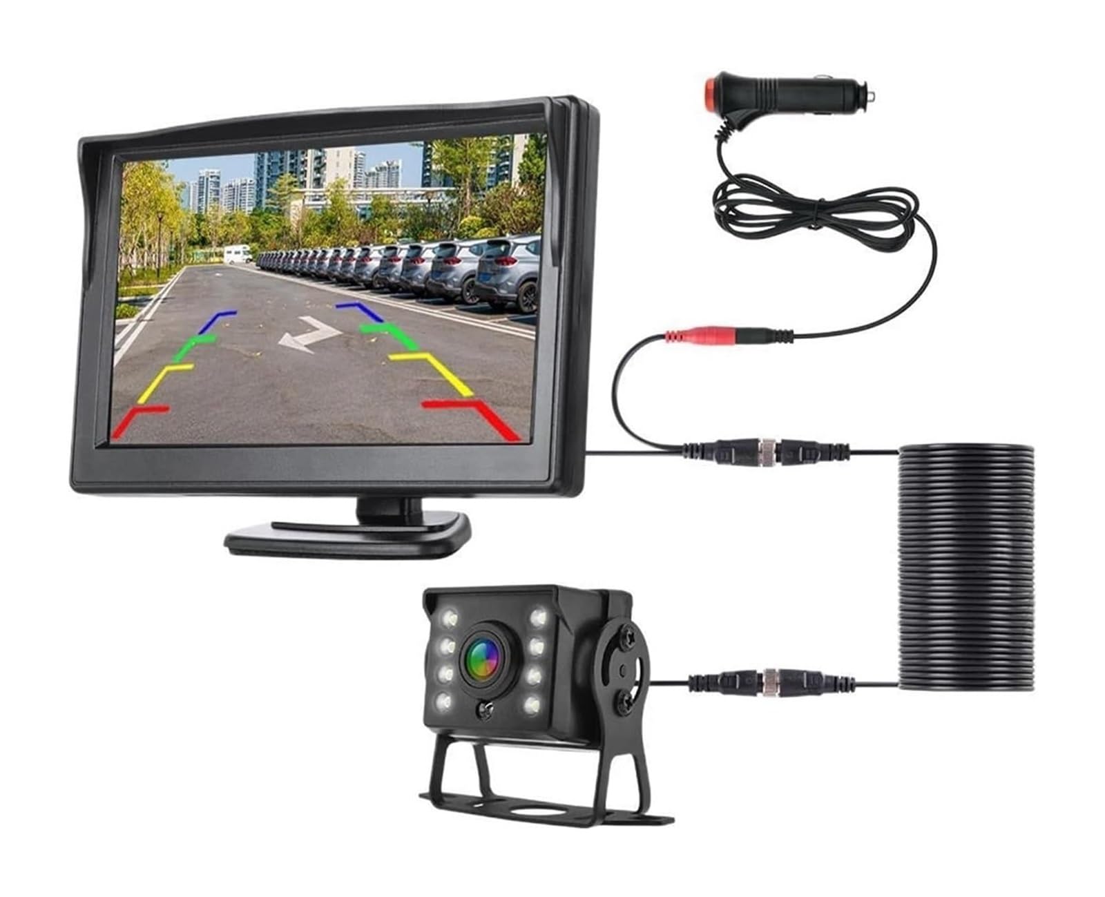Rückfahrkameras Universal Paking Reverse CCD Backup HD Auto Rückansicht Kamera Mit 5 Zoll Monitor Für Lkw LED Nachtsicht(MBUS-6M) von Spring talks