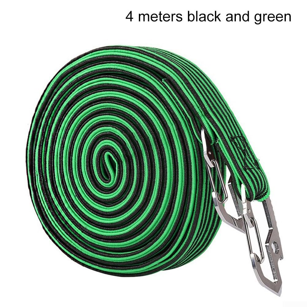 Stabiles, elastisches Bindeband mit Metallhaken zur Sicherung von Gegenständen in (Schwarz, 4 Meter) von Springwillfly