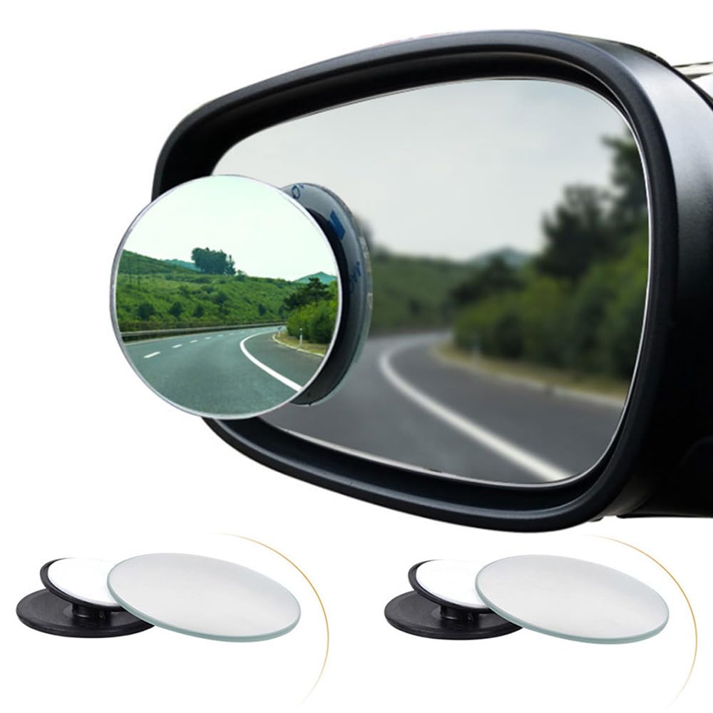 Spurtar Auto Toter Winkelspiegel (2Stk) Auto Totwinkel Spiegel, Rahmenlos Rund 360° Verstellbar HD Konvex Spiegel Mini Selbstklebend Weitwinkelspiegel, Blind Spot Mirrow von Spurtar